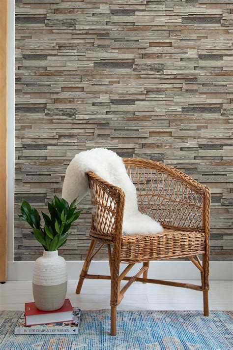 Nextwall Peel And Stick Reclaimed Stack Wood Plank Wallpaper Etsy