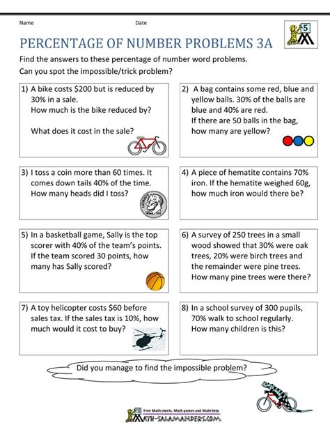 Calculating Sales Tax Worksheet Percentage Of Number Problems