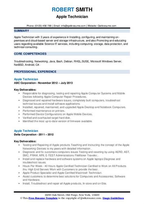 10 Apple Technician Resume Samples And Templates For 2025