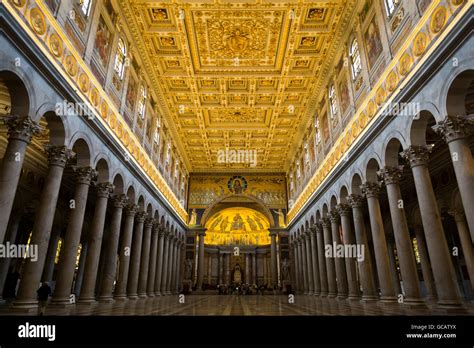 Inside Basilica San Paolo Fuori Le Mura Rome Italy Stock Photo