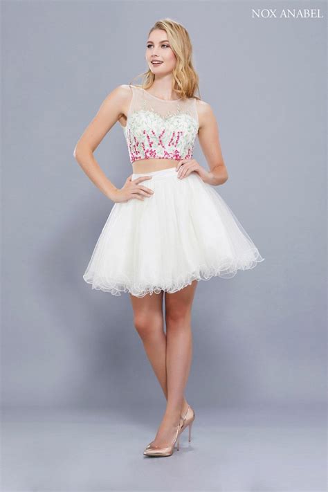 Ivory Two Piece Short Prom Dress Homecoming For 7499 The Dress Outlet