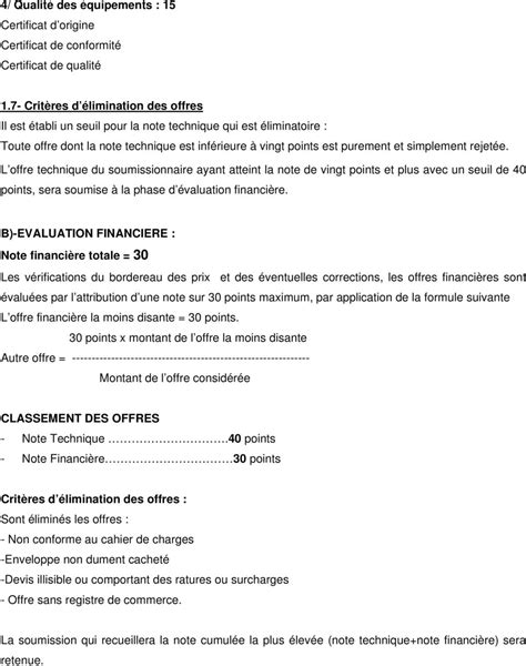 CAHIER DES CHARGES Marché à bon de commande pour la fourniture et