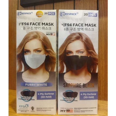 Respack Kf Sapphire Black Furry White Surgical Mask Pcs Shopee