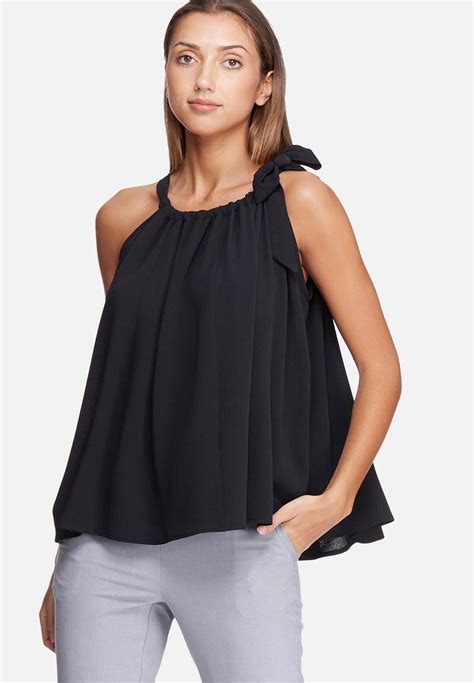 Self Fabric Neck Tie Top Black Dailyfriday Blouses Superbalist