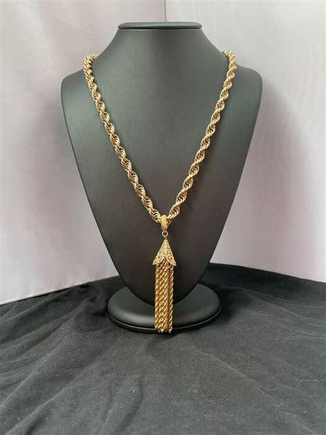 Monet Chunky Drop Tassel Kt Gold Plated Necklace Catawiki