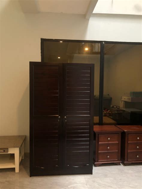 Lemari Baju Pakaian Kayu Minimalis Dark Brown Pintu Ikea New