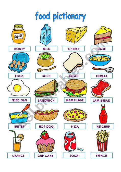 Free Esl Food Pictionary Worksheets B