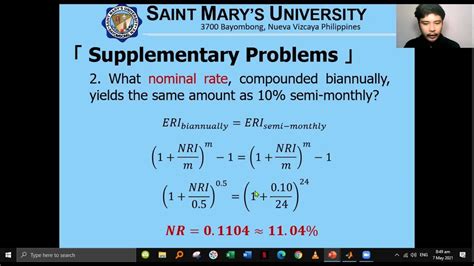 Supplementary Problems Annuity Continuous Compounding Rates Of Interest 001 Youtube