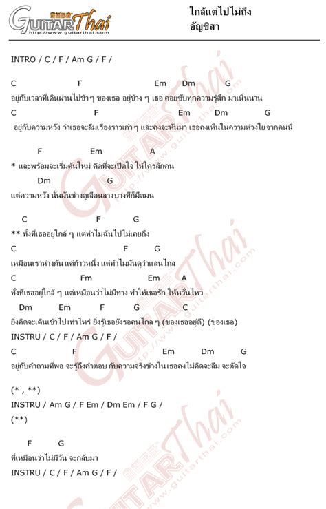 คอร์ดเพลง ใกล้แต่ไปไม่ถึง อัญชิสา