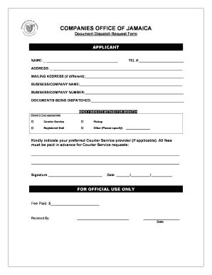 Fillable Online Dispatch Request Form Office Of The Registrar Of