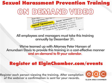 Sexual Harassment Prevention Training Elgin Area Chamber Of Commerce Il