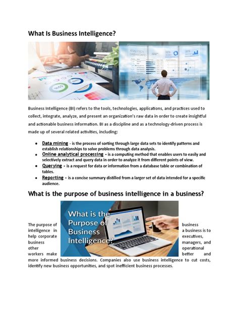 What Is The Purpose Of Business Intelligence In A Business Pdf