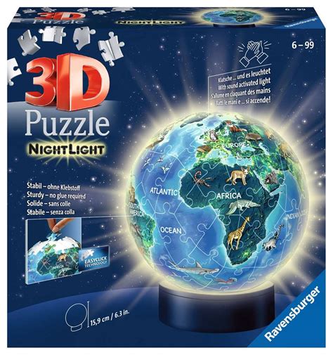 Earth By Night 72pcs 3d Nightlight Jigsaw Puzzle Pusselboll 3d