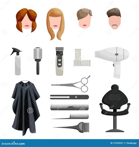 Hairdresser Icons Set Cartoon Style Stock Vector Illustration Of Comb Concept 72749227