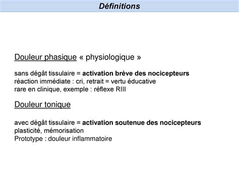 Mécanismes physiopathologiques de la douleur ppt télécharger