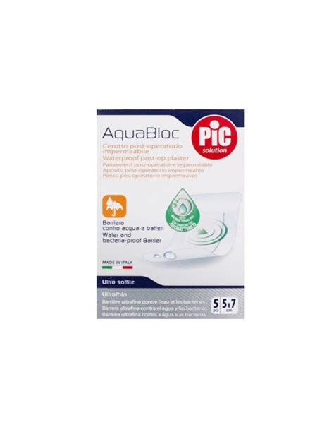 PIC AQUABLOC POST OP ANTIBACTERIANO APOSITO ESTERIL 5 UNIDADES 7 CM X 5 CM