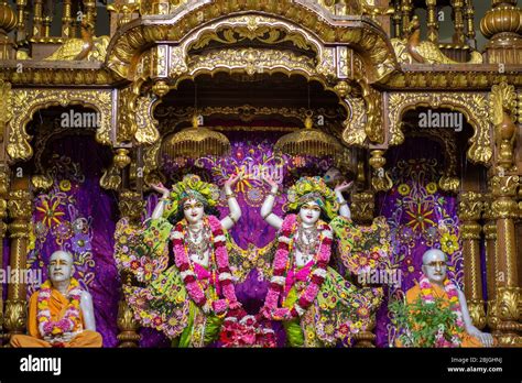 Delhi / India - October 2, 2019: Radha Parthasarathi shrine at ISKCON ...