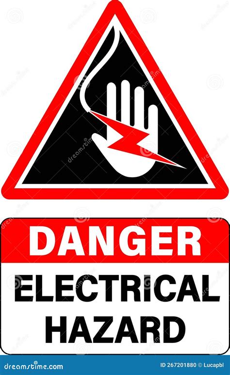 Danger Electrical Hazard Warning Triangle Sign Text Below Stock