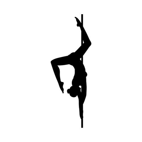 Young Pole Dance Woman In Black Leotard Doing Hand