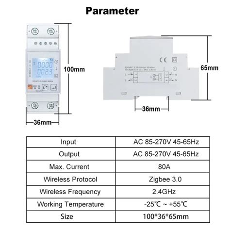 Jual Tuya Smart ZigBee Energy Meter Single Phase 80A Din Rail Power