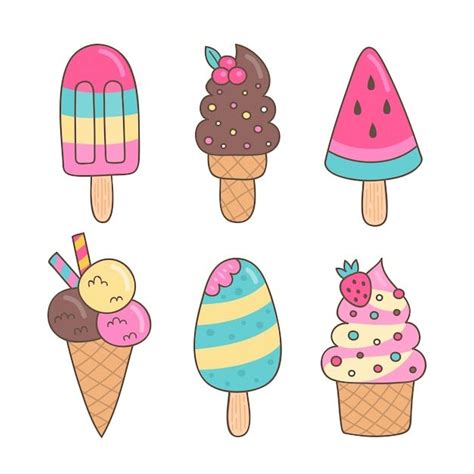 Free Vector Hand Drawn Ice Cream Collection Draw Ice Cream Ice