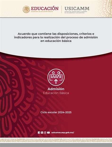 Acuerdo Admisión Básica 2024 2025 Educación Básica Admisión usicamm