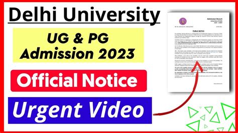 Delhi University UG PG Admission Official Notice 2023 DU CSAS UG