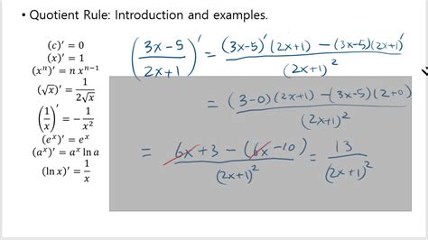 Quotient Rule Introduction And Examples Youtube