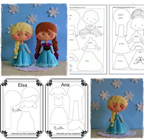 Molde Princesa Frozen Artesanato Feltro Feltro E Moldes Para