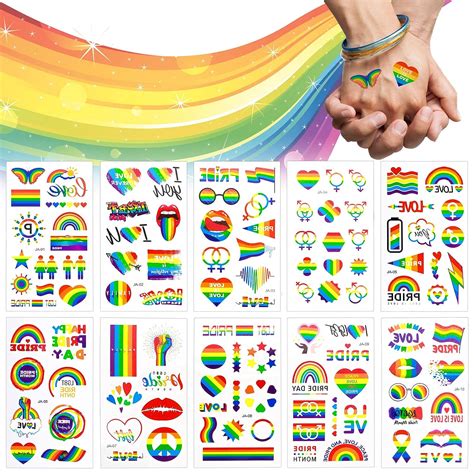 10 Sheets Pride Tattoos Rainbow Tattoos Lgbt Pride Temporary Tattoos Gay Pride