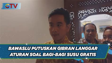 Bawaslu Jakpus Putuskan Gibran Langgar Aturan Soal Bagi Bagi Susu