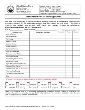 Fillable Online Transmittal Form For Building Permits Fax Email Print