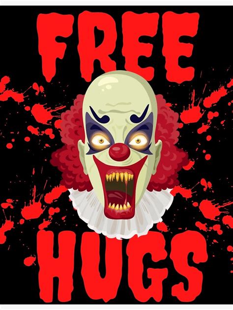 Crazy Killer Clown Free Hugs Creepy Halloween Costume Art Print For