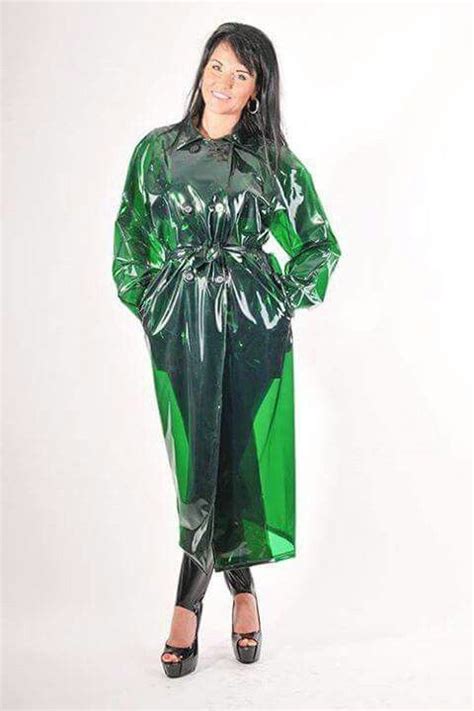 Gorgeous Green Plastic Mack Pvc Raincoat Rain Wear Raincoat