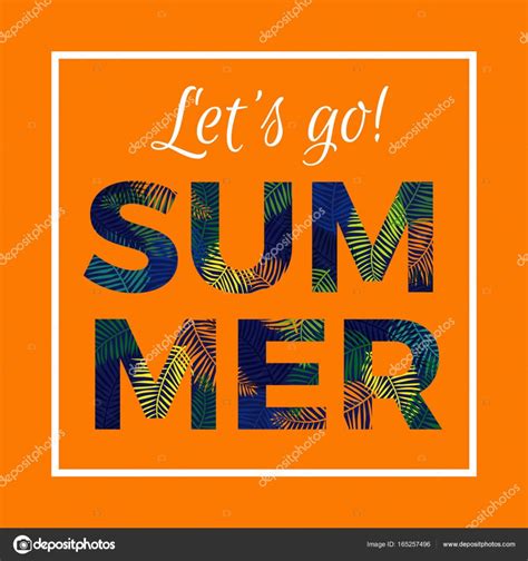 Summer Typography With Leaves Background Stock Vector Picnote