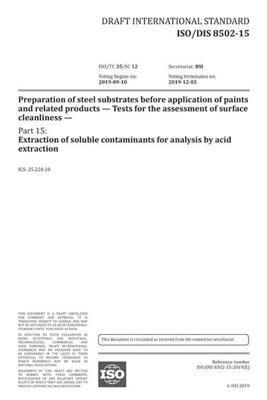 ISO DIS 8502 15 2019 Preparation Of Steel Substrates Before