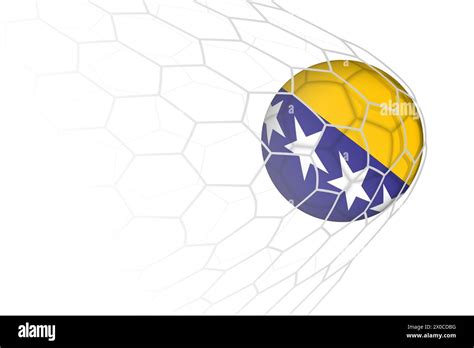 Bosnia And Herzegovina Flag Soccer Ball In Net Vector Sport