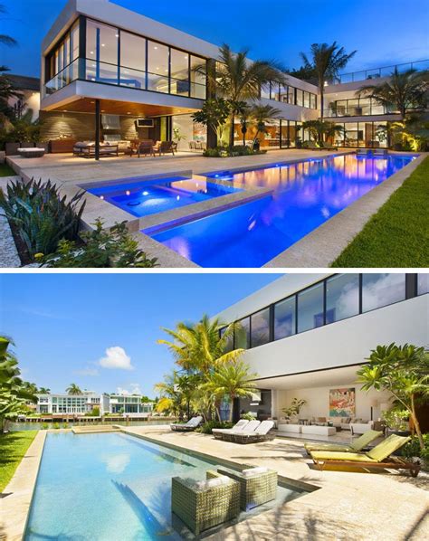 14 Examples Of Modern Beach Houses // A large swimming pool and plenty ...