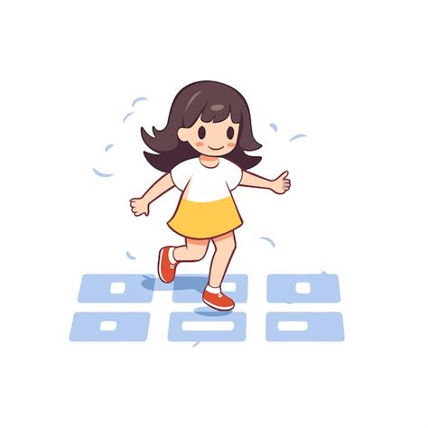 Ni A Corriendo Y Saltando En El Suelo Ilustraci N Vectorial Al Estilo