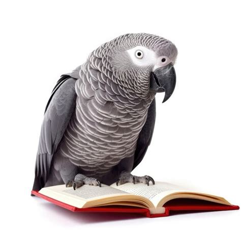 Premium AI Image | African Grey Parrot Professor Reads