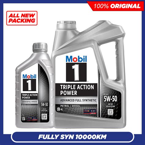 New Packing Mobil 1 Fs X2 Triple Action Power 5w50 Advanced Fully Synthetic 4l1l Engine Oil