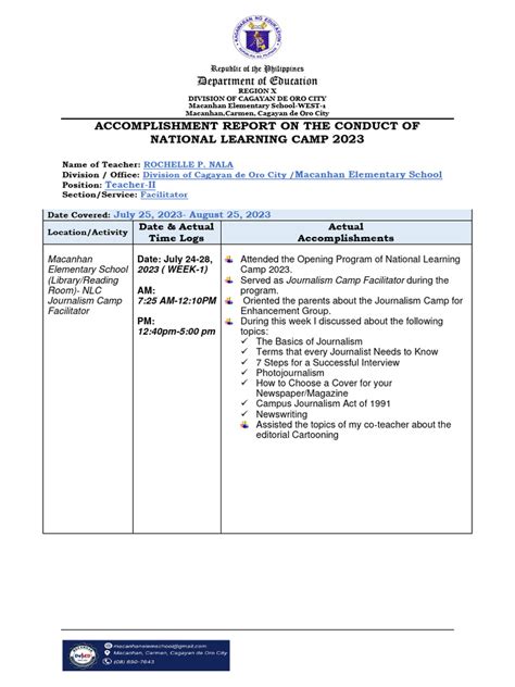 Accomplishment Report Nlc 2023 Pdf Written Communication Human Communication