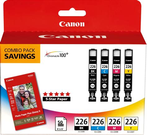 Best Buy Canon CLI 226 4 Pack Ink Cartridges Photo Paper Black Cyan