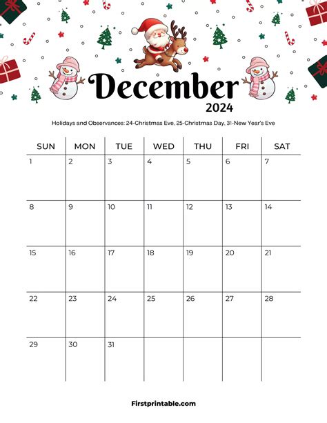 December Calendar 2024 Christmas Day Themed In 2024 December