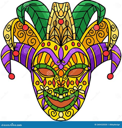 Mardi Gras Jester Mask Cartoon Colored Clipart Stock Vector