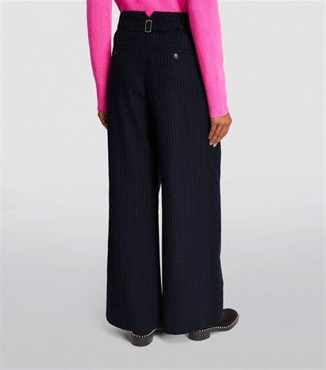 Womens Me Em Navy Wide Leg Pinstripe Trousers Harrods Uk