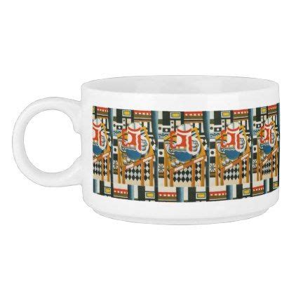 A White Coffee Mug With Colorful Designs On It