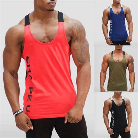 Hommes Gym Muscle Chemise Sans Manche Débardeur Haut Musculation Sport Fitness 》 Ebay