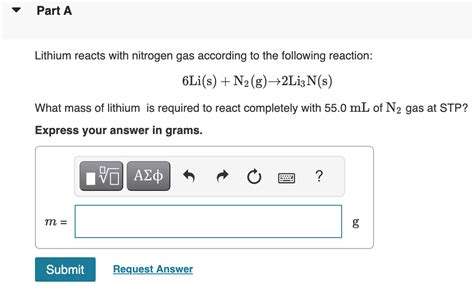 Solved Lithium Reacts With Nitrogen Gas According To The Chegg