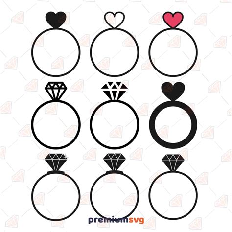 Wedding Rings Svg Bundle Cut File Wedding Bundle Svg Vector Premiumsvg